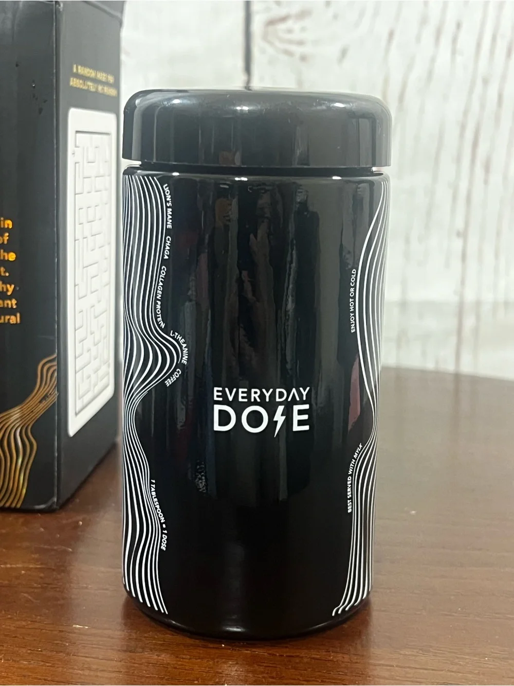EVERY Day DOSE “Vessel” Black & White Wavy Pattern Canister